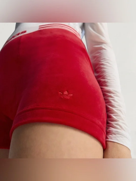 adidas WINTERIZED BOOTY SHORTS Red High-Rise Athletic Shorts - Picture 5 of 7